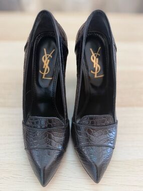 Yves Saint Laurent Rive Gauche Croc-Embossed Leather Pumps – EU 36